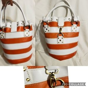 CynthiaRowley white/orange leatherette purse